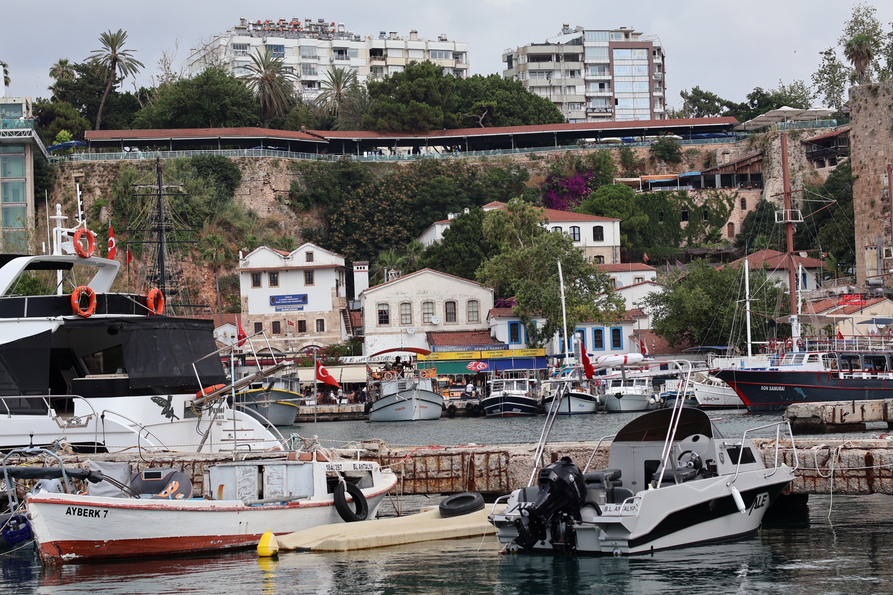 Fishing boats and yachts in Antalya marina