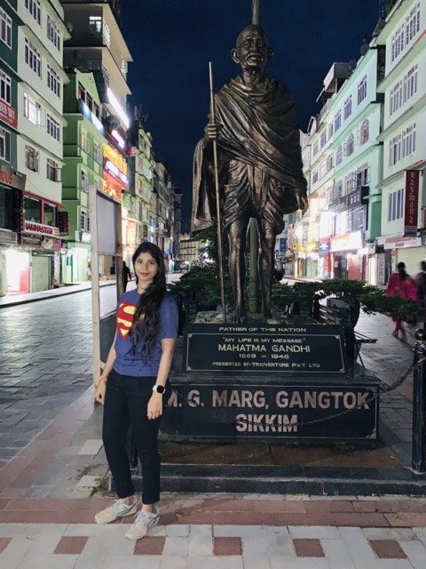 Gandhi statue on MG Marg, Gangtok